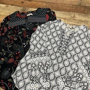 LOFT Women's Bundle 2 Career Wear Professional Tunic Popover Blouse Top Sz S